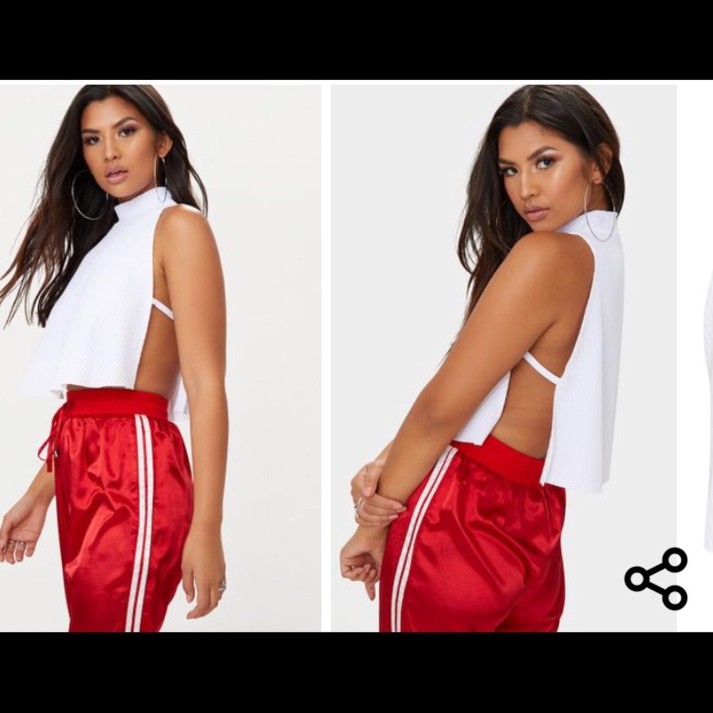 Split sides high neck crop